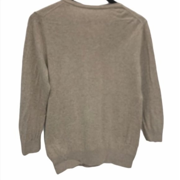 𝅺Beige Button Front Cotton Cardigan Sweater Flower Details Size S/M - Picture 6 of 8